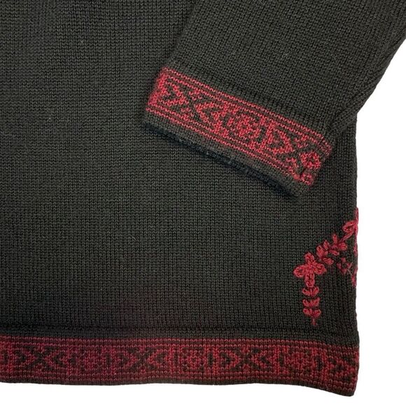 Vintage Susan Bristol Womens Sweater Black Hand Embroidered Wool EU 38 US 8 90's - Picture 8 of 14